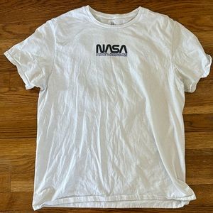 White NASA t-shirt with print on back